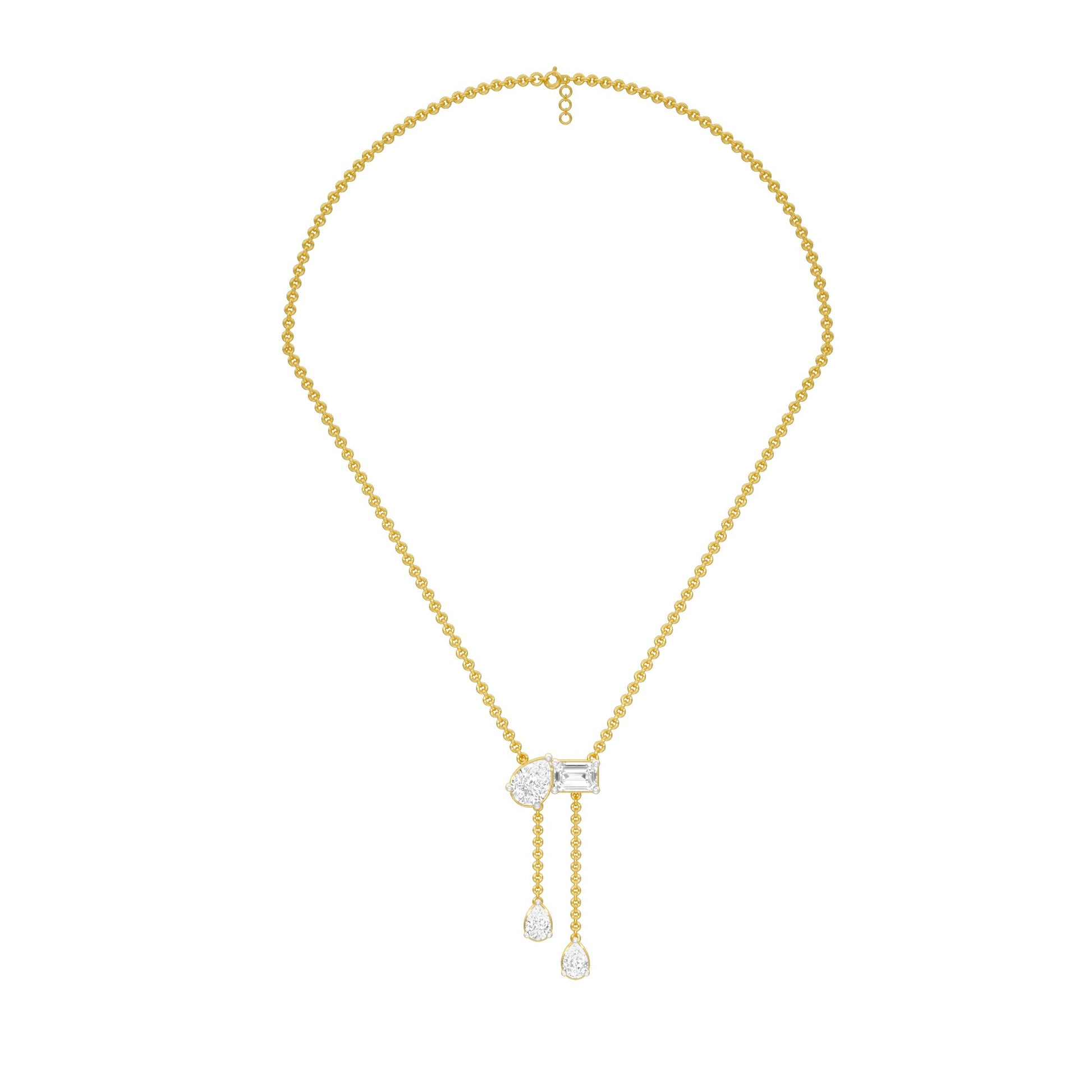 Dangling Drops Y Diamond Necklace 18 KT / Yellow Gold