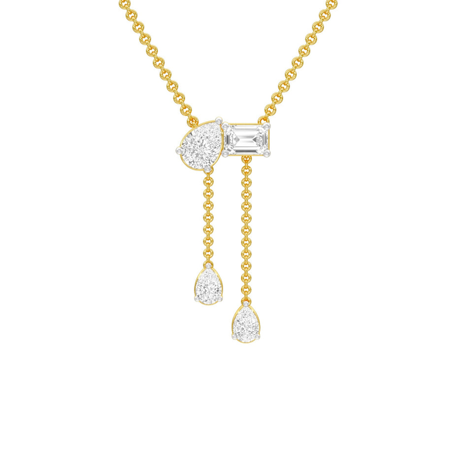 Dangling Drops Y Diamond Necklace 18 KT / Yellow Gold