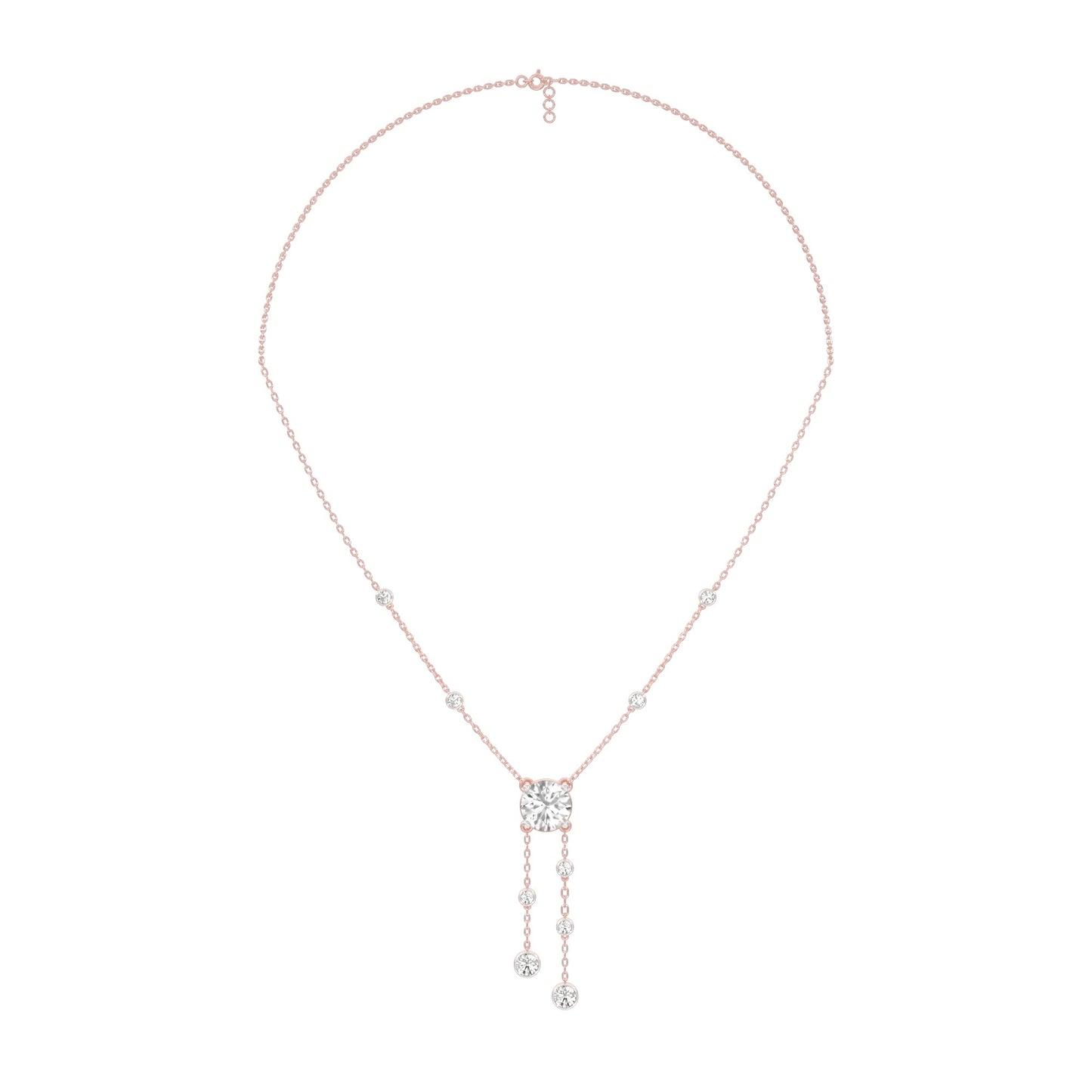 Twin Drop Strands Diamond Necklace 18 KT / Rose Gold