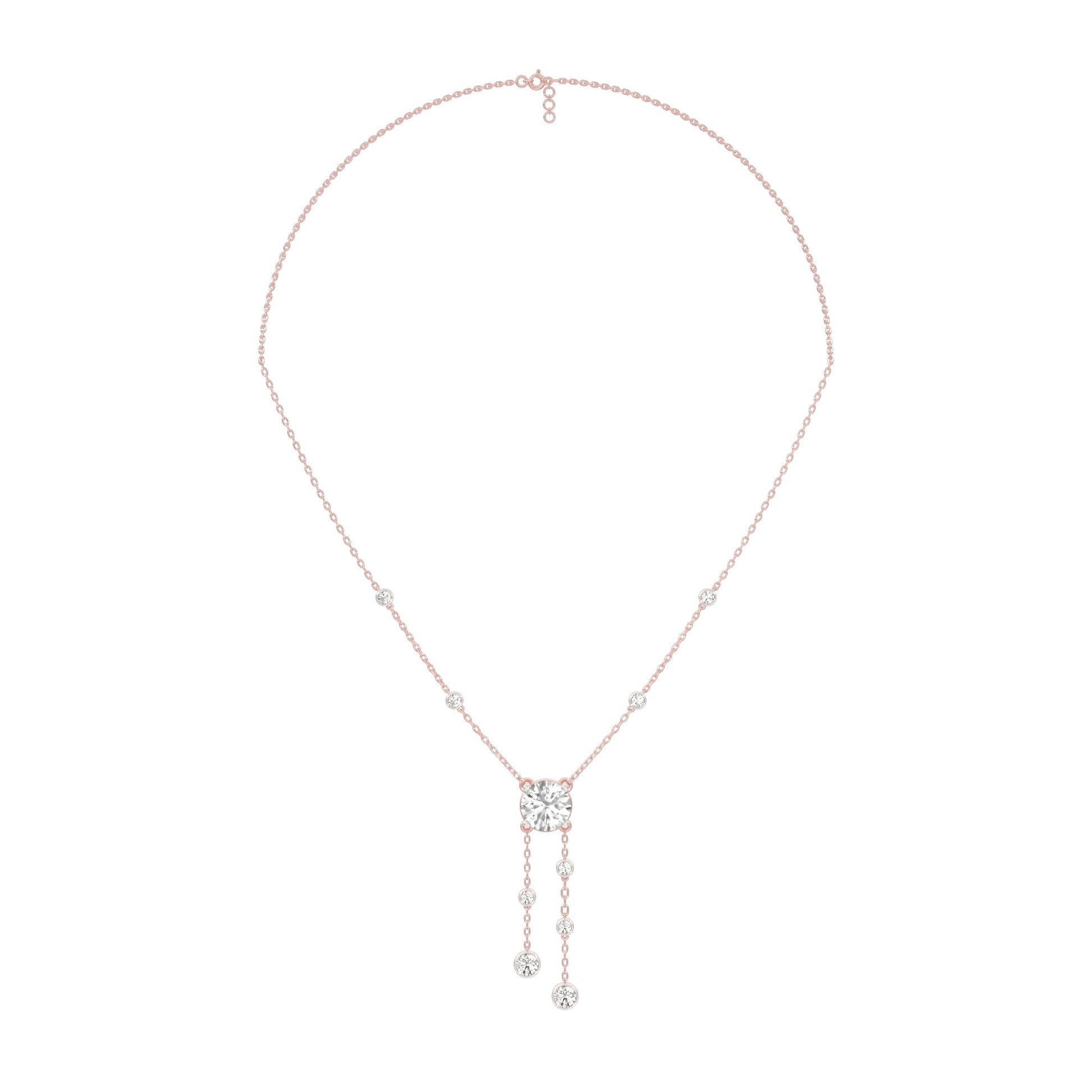 Twin Drop Strands Diamond Necklace 18 KT / Rose Gold