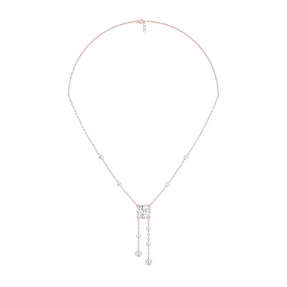 Twin Drop Strands Diamond Necklace 18 KT / Rose Gold