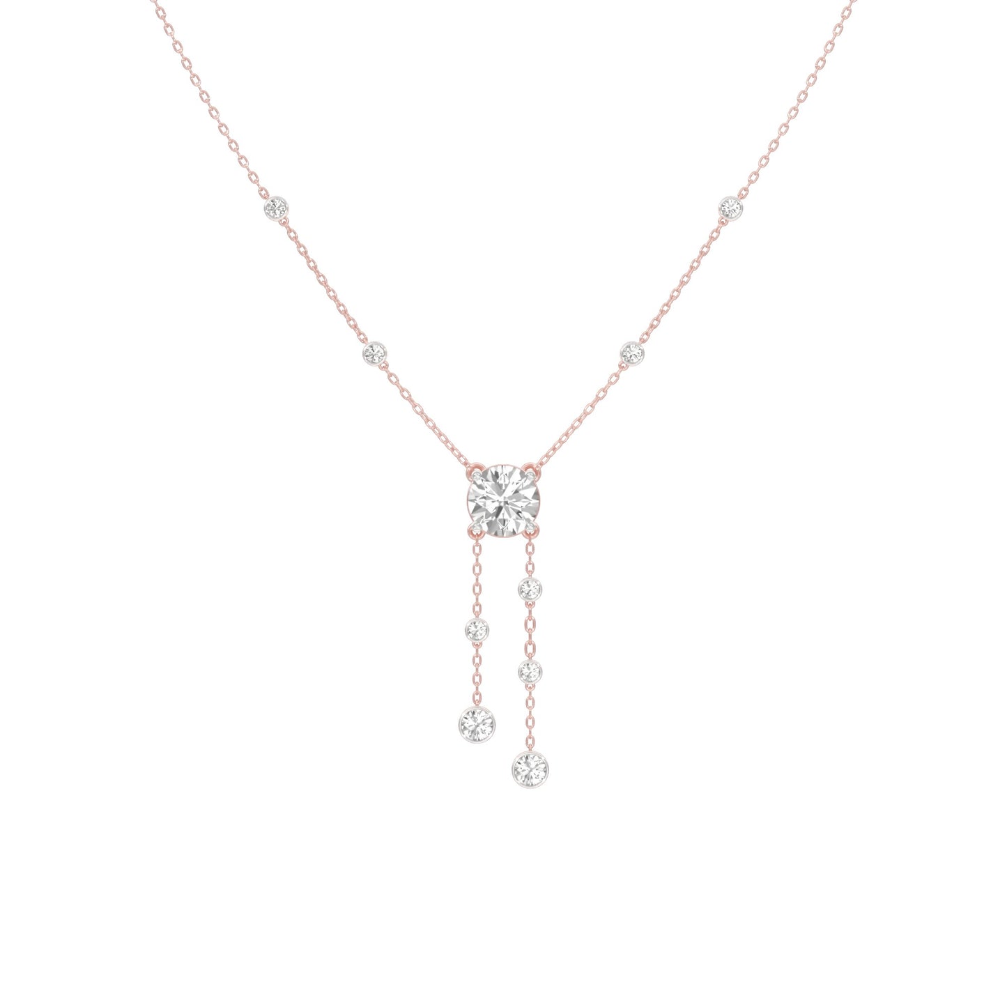 Twin Drop Strands Diamond Necklace 18 KT / Rose Gold