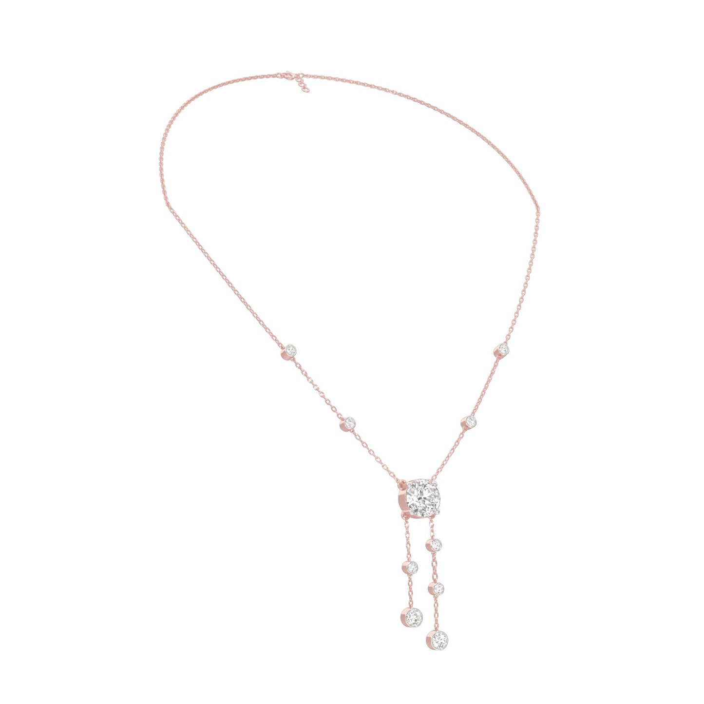 Twin Drop Strands Diamond Necklace 18 KT / Rose Gold