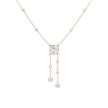 Twin Drop Strands Diamond Necklace 18 KT / Rose Gold