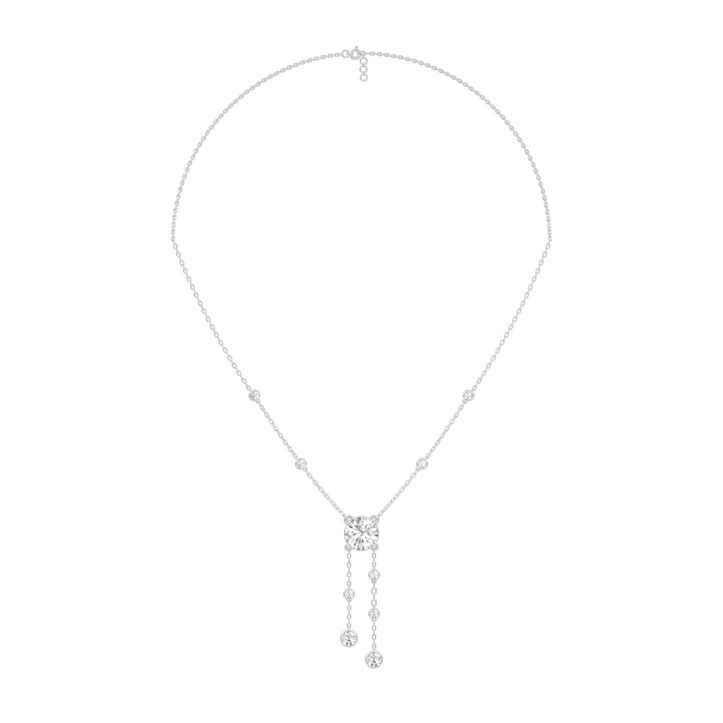 Twin Drop Strands Diamond Necklace 18 KT / White Gold