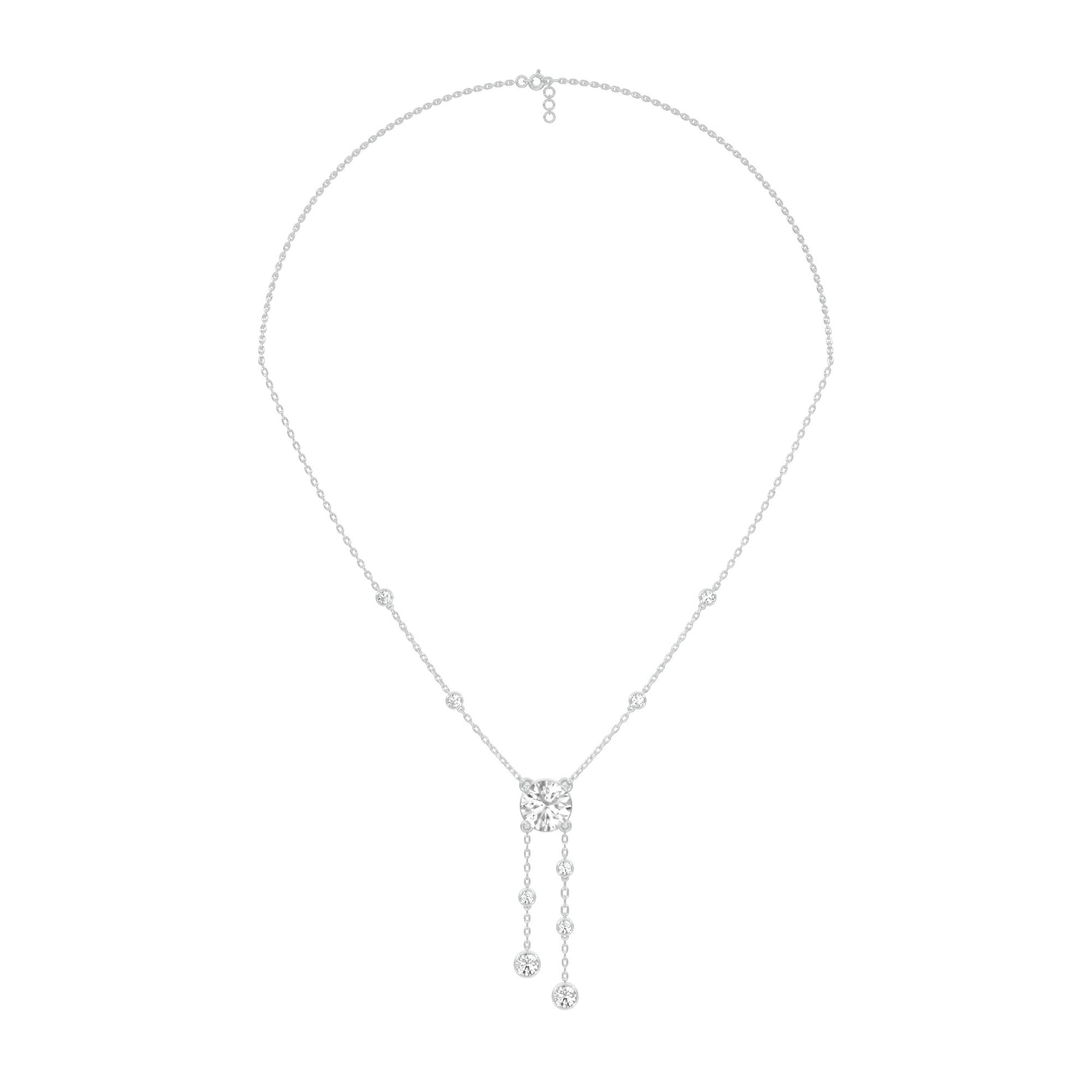 Twin Drop Strands Diamond Necklace 18 KT / White Gold