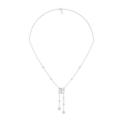 Twin Drop Strands Diamond Necklace 18 KT / White Gold