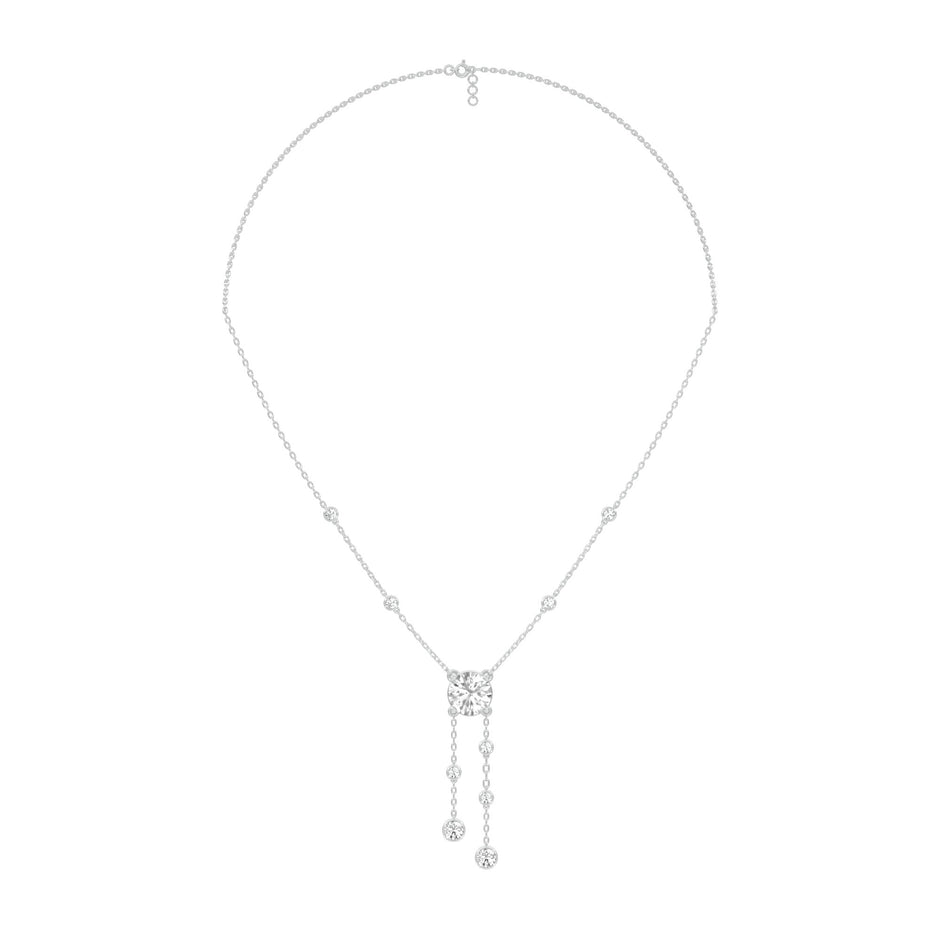Twin Drop Strands Diamond Necklace 18 KT / White Gold
