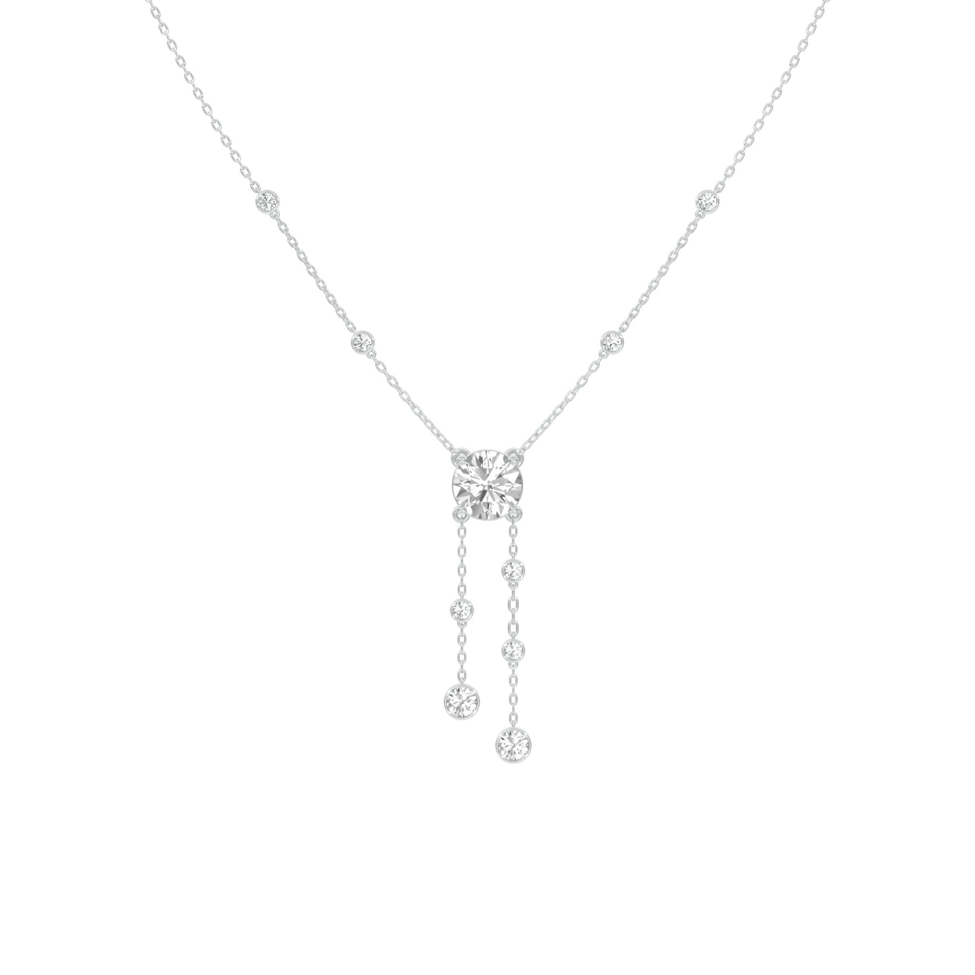 Twin Drop Strands Diamond Necklace 18 KT / White Gold