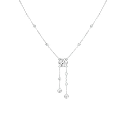 Twin Drop Strands Diamond Necklace 18 KT / White Gold