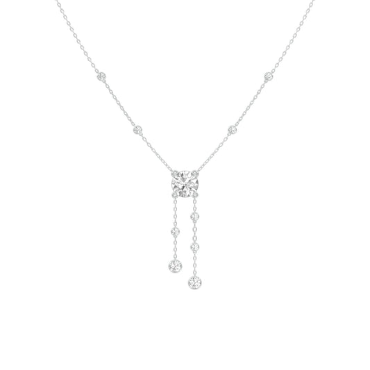 Twin Drop Strands Diamond Necklace 18 KT / White Gold