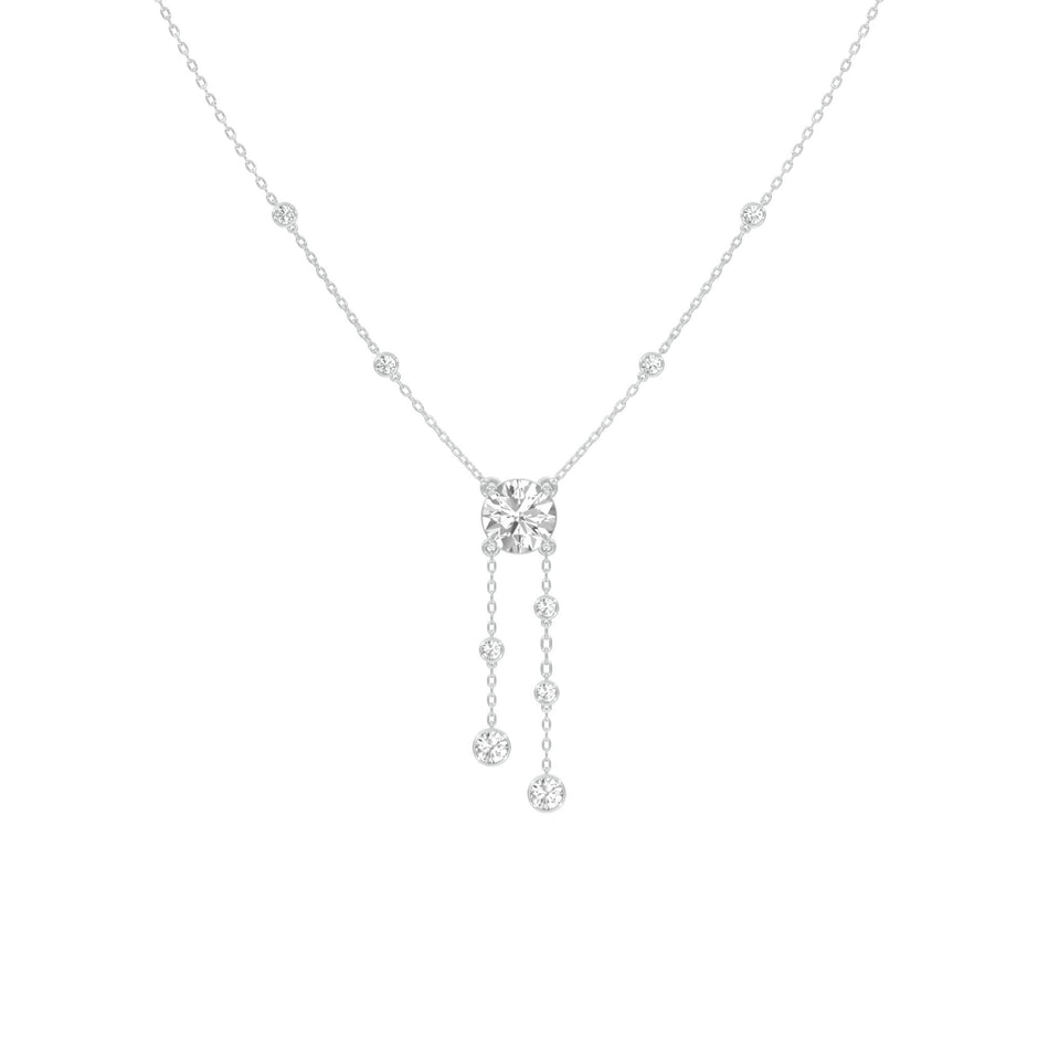 Twin Drop Strands Diamond Necklace 18 KT / White Gold