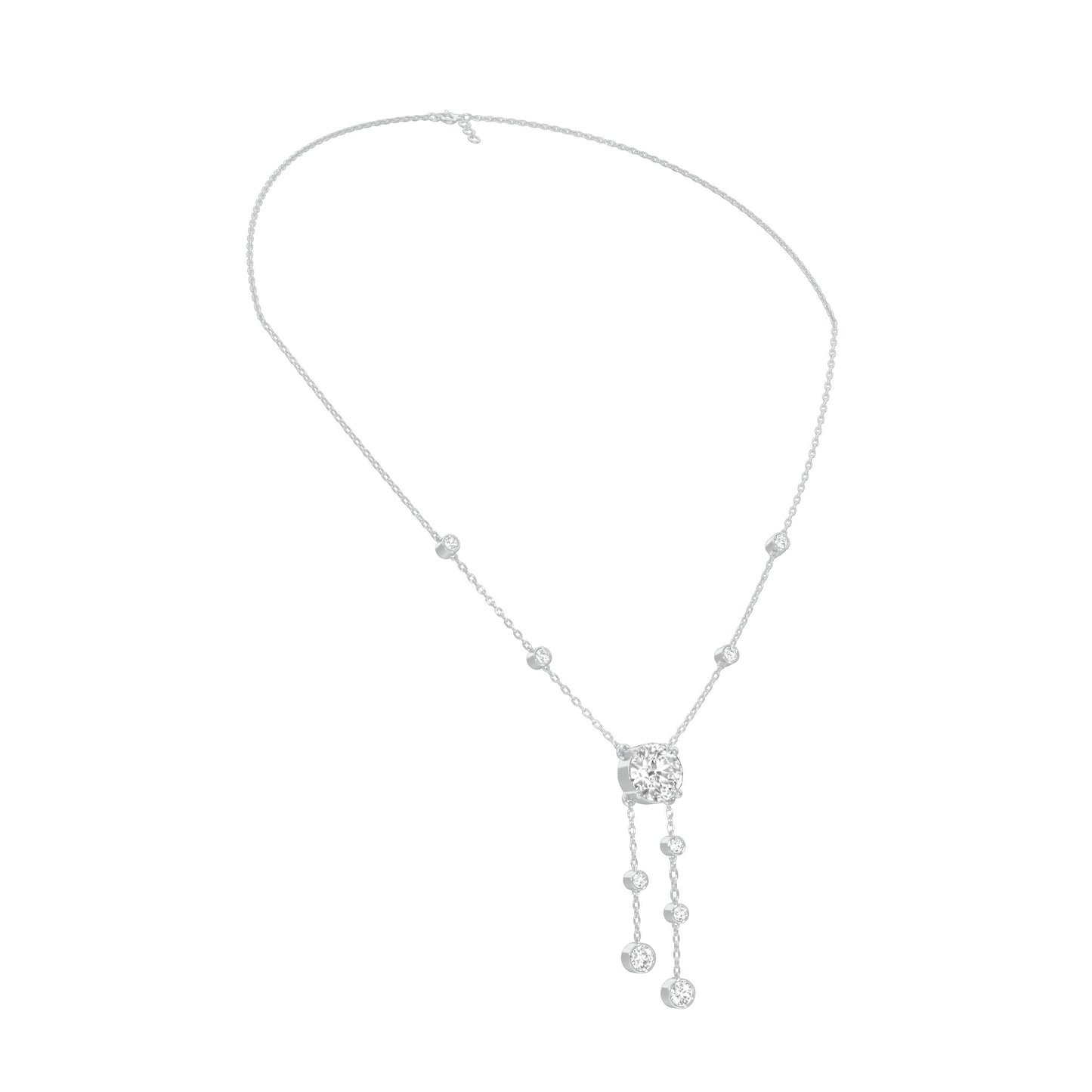 Twin Drop Strands Diamond Necklace 18 KT / White Gold