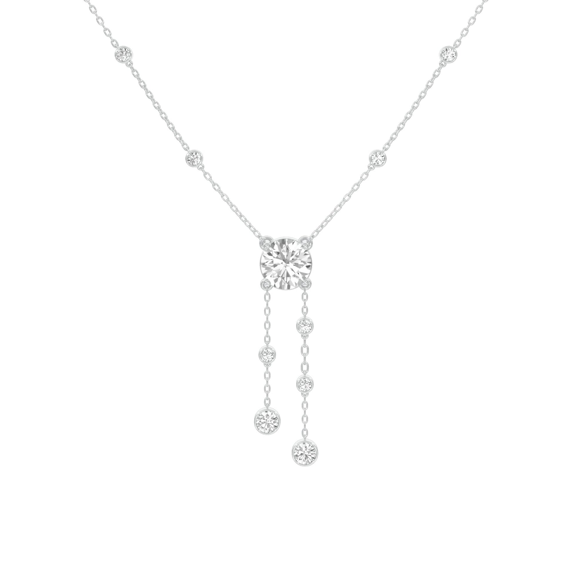 Twin Drop Strands Diamond Necklace 18 KT / White Gold