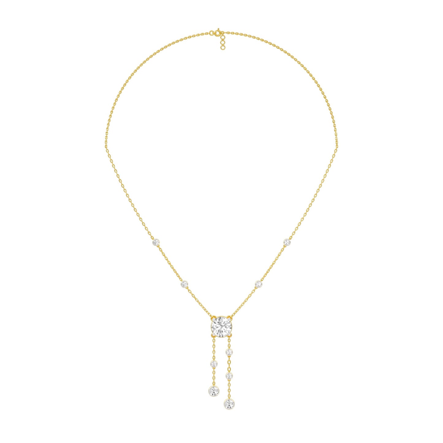 Twin Drop Strands Diamond Necklace 18 KT / Yellow Gold