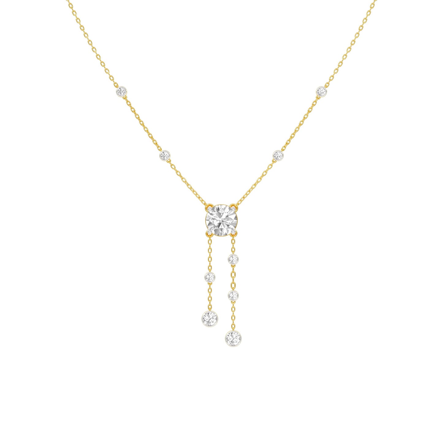 Twin Drop Strands Diamond Necklace 18 KT / Yellow Gold
