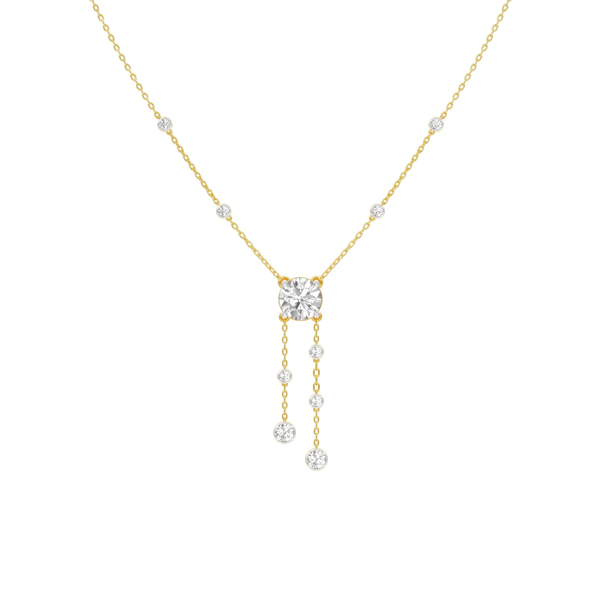 Twin Drop Strands Diamond Necklace 18 KT / Yellow Gold