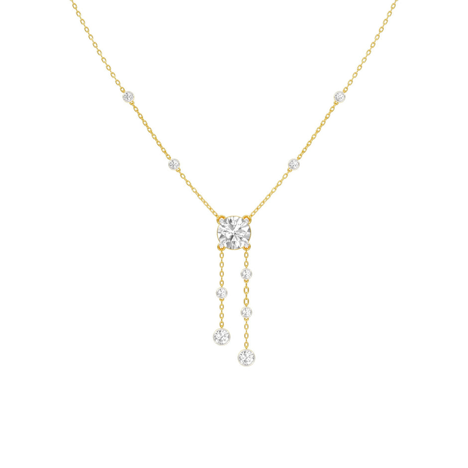 Twin Drop Strands Diamond Necklace 18 KT / Yellow Gold