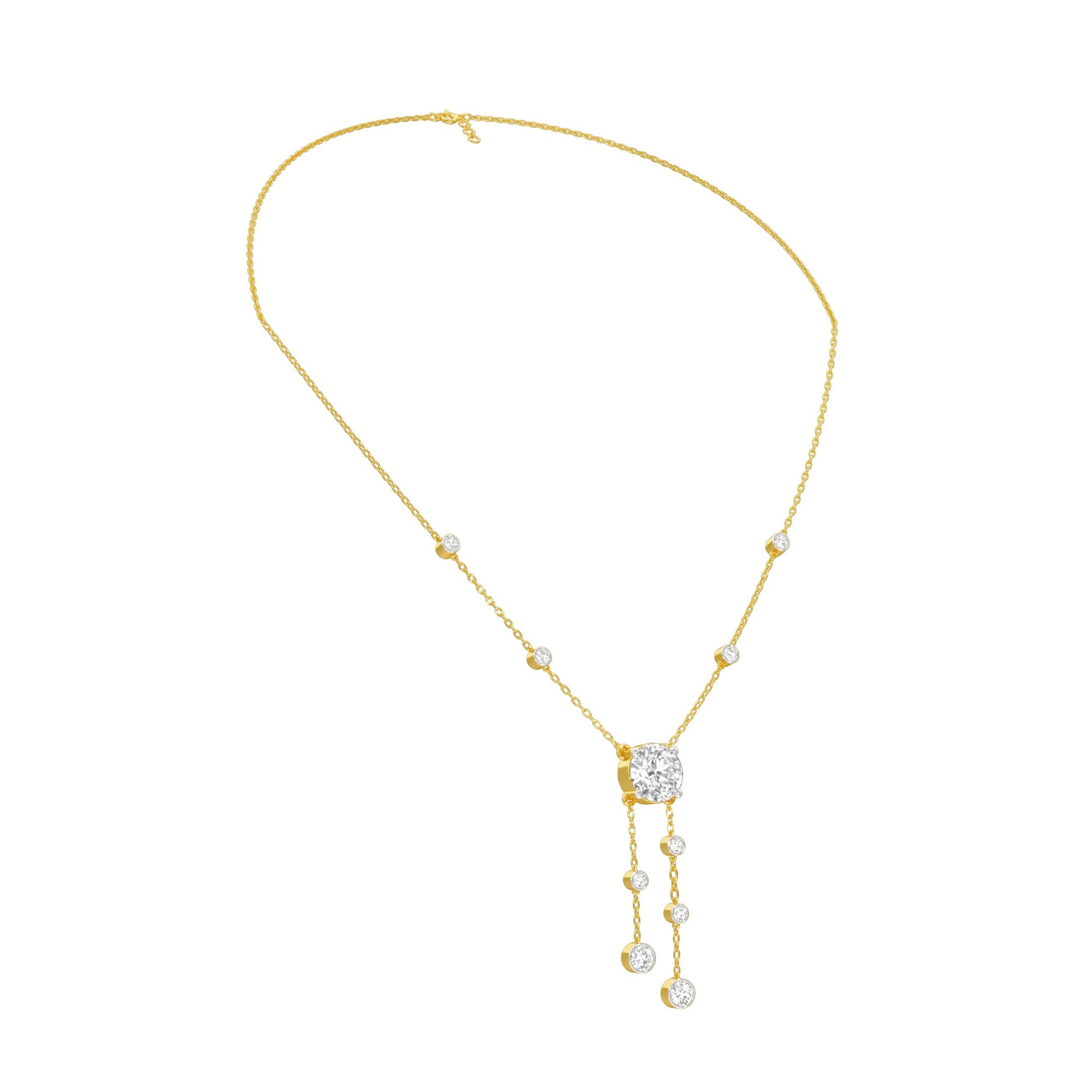 Twin Drop Strands Diamond Necklace 18 KT / Yellow Gold