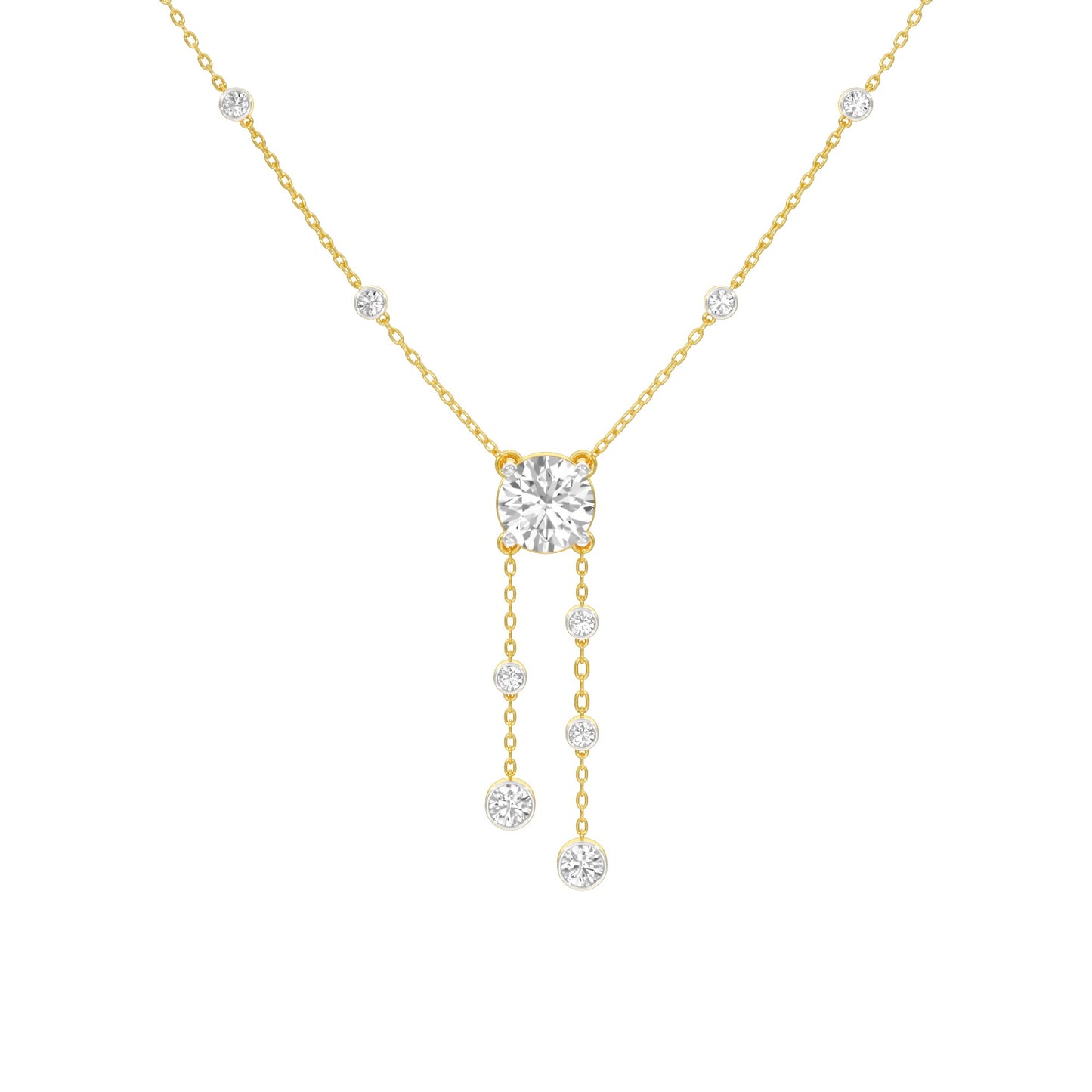 Twin Drop Strands Diamond Necklace 18 KT / Yellow Gold