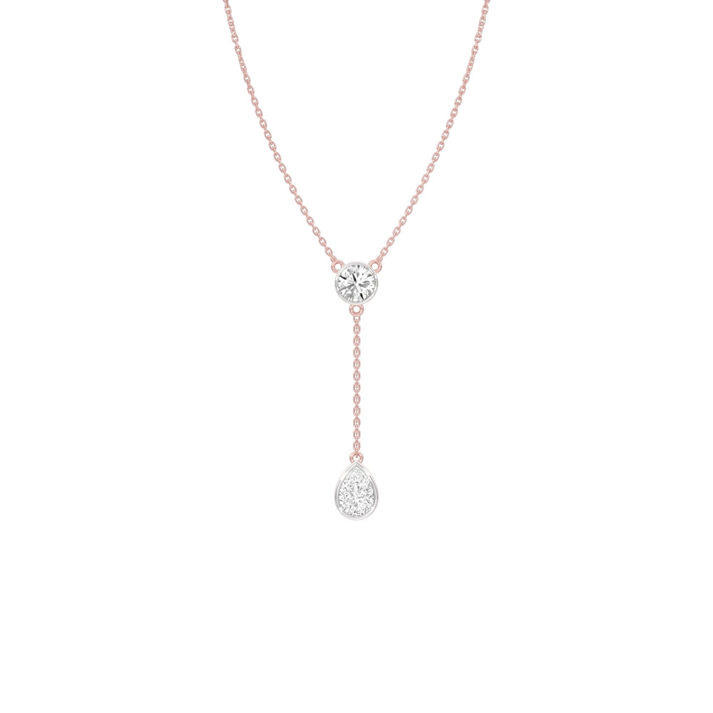 Sunset Drop Y Diamond Necklace 18 KT / Rose Gold