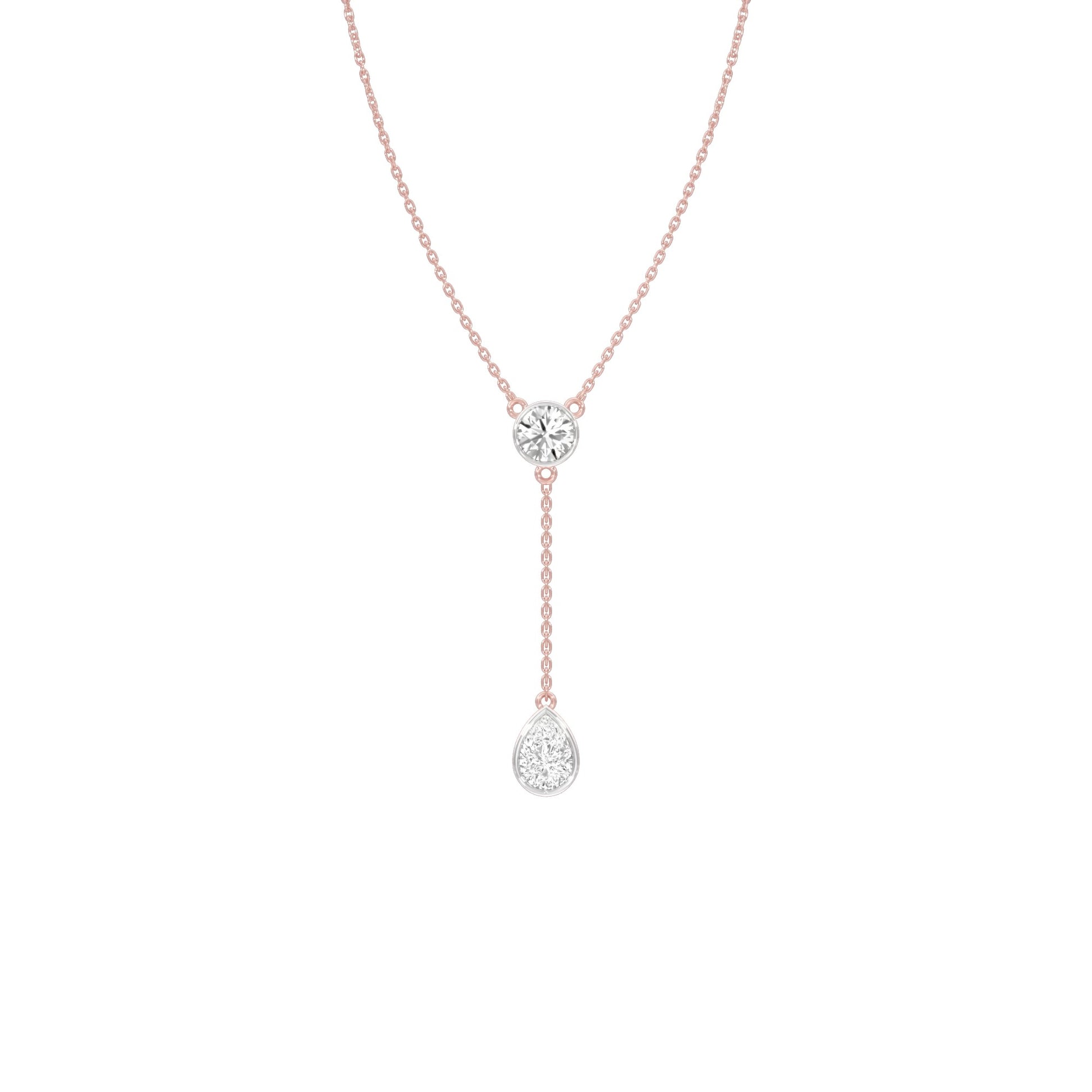 Sunset Drop Y Diamond Necklace 18 KT / Rose Gold