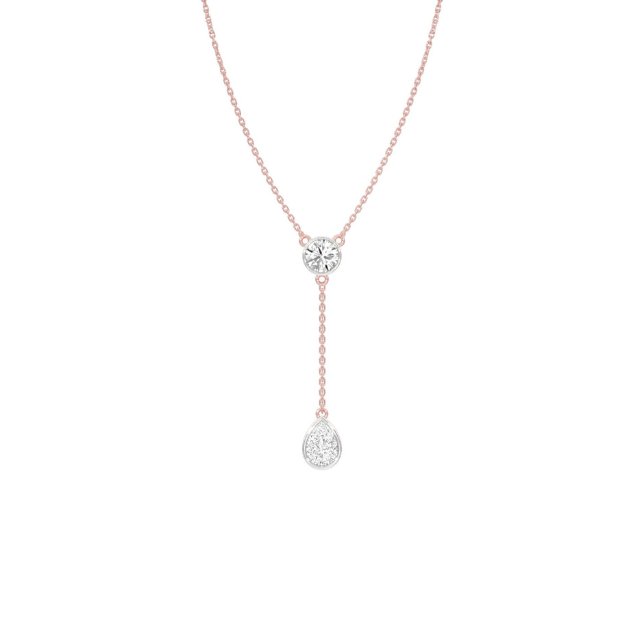 Sunset Drop Y Diamond Necklace 18 KT / Rose Gold