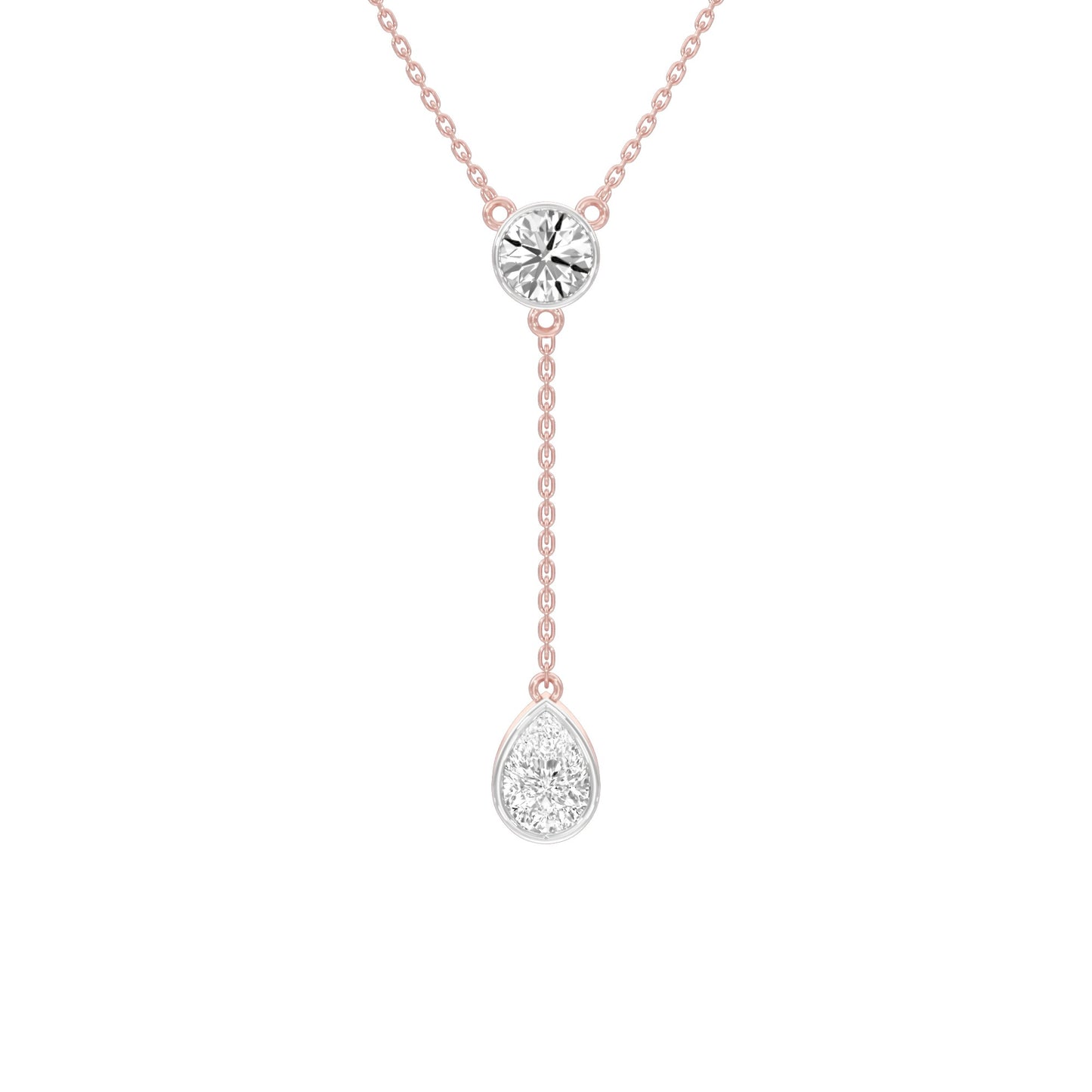 Sunset Drop Y Diamond Necklace 18 KT / Rose Gold