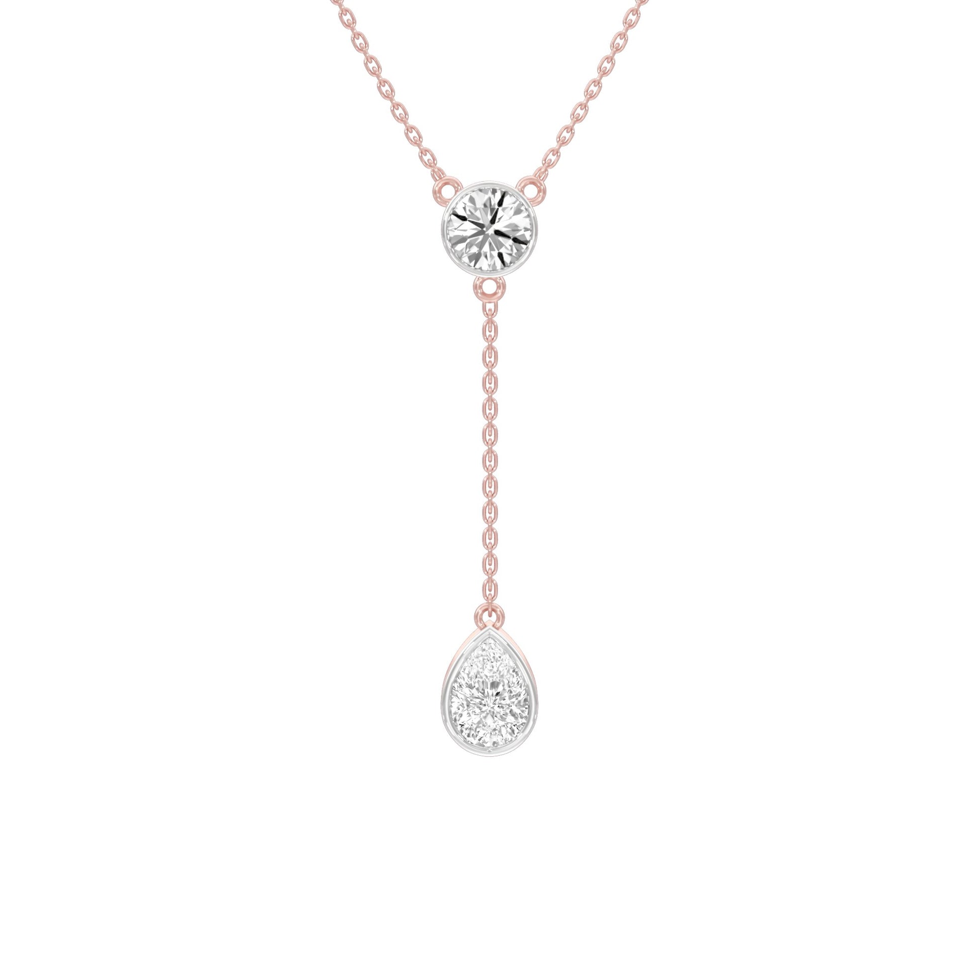 Sunset Drop Y Diamond Necklace 18 KT / Rose Gold