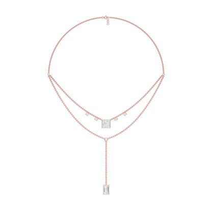 Red Carpet Baugette Drop Diamond Necklace 18 KT / Rose Gold