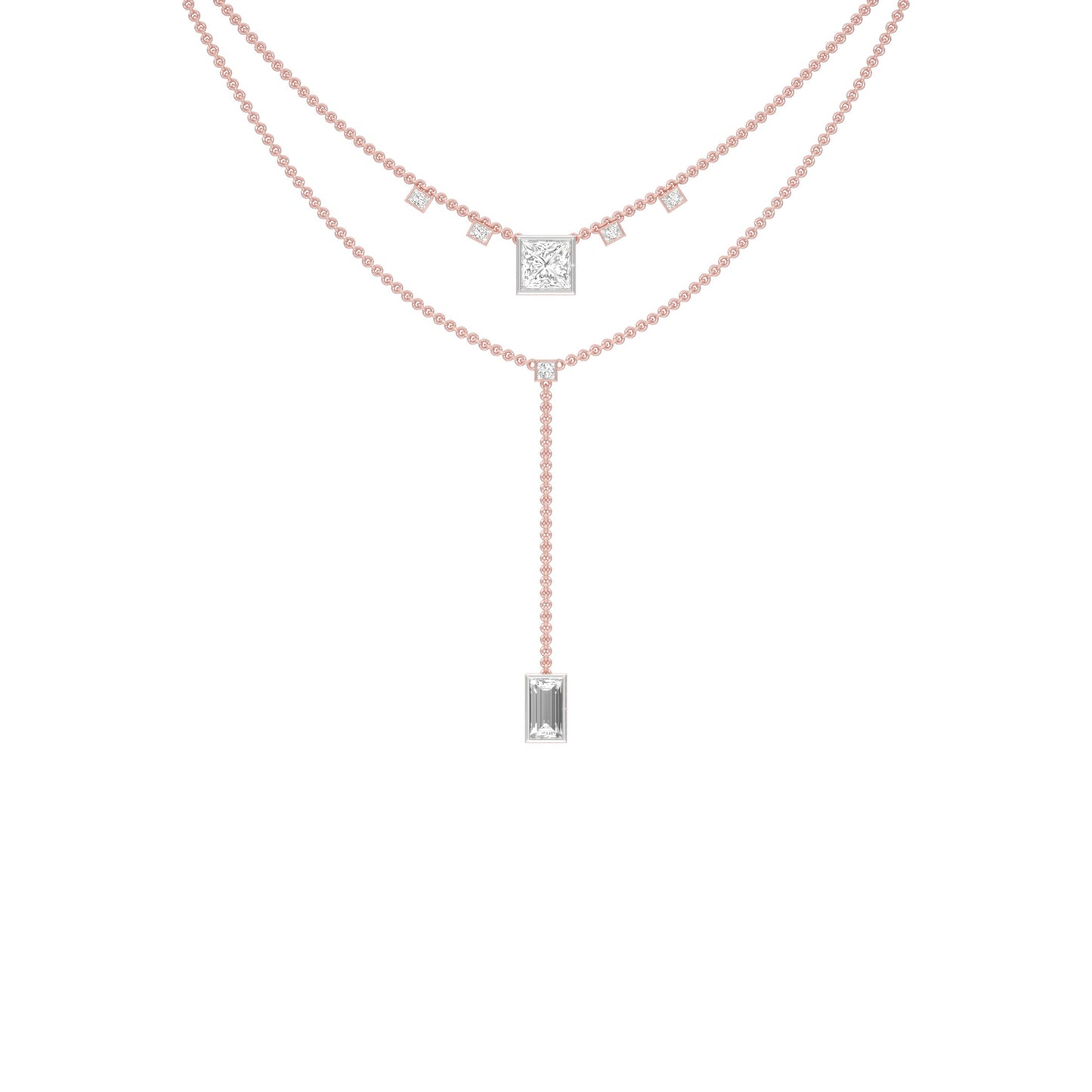 Red Carpet Baugette Drop Diamond Necklace