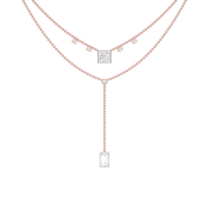 Red Carpet Baugette Drop Diamond Necklace 18 KT / Rose Gold