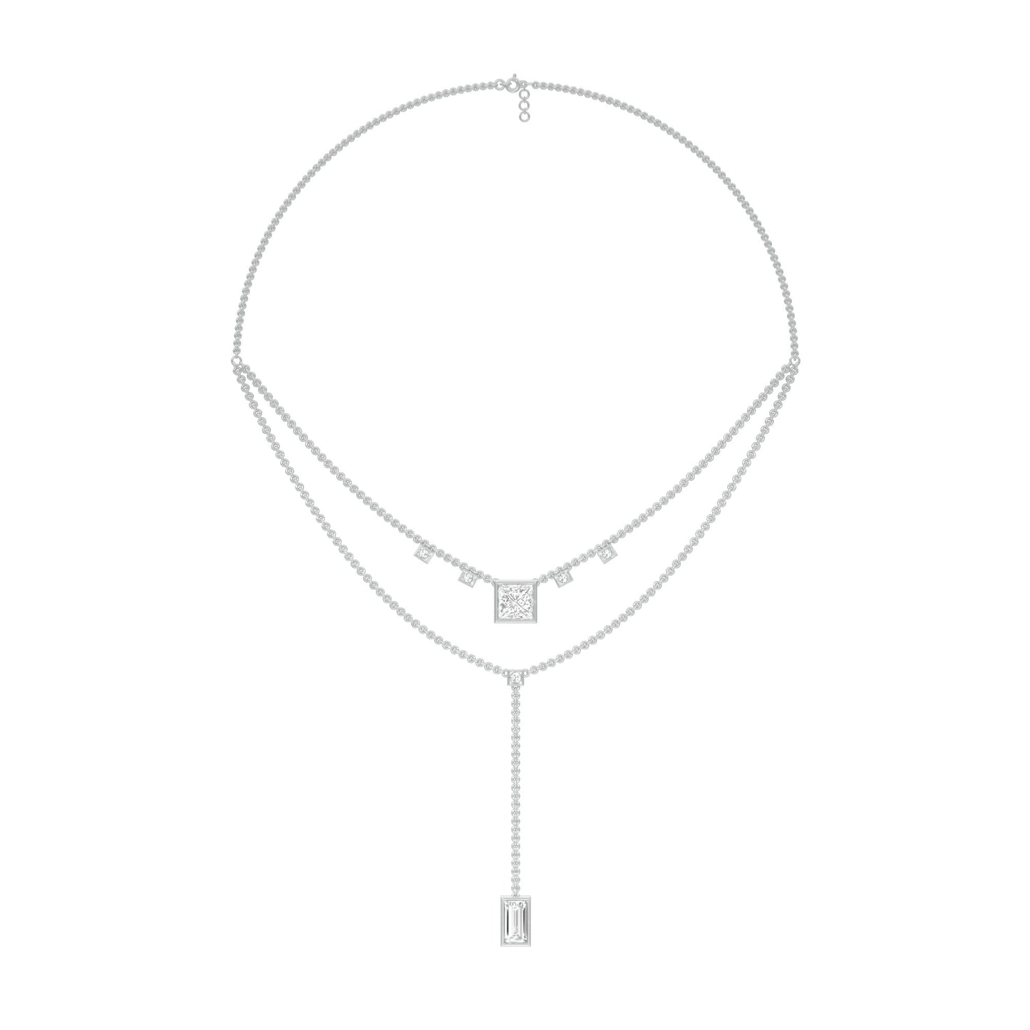 Red Carpet Baugette Drop Diamond Necklace 18 KT / White Gold