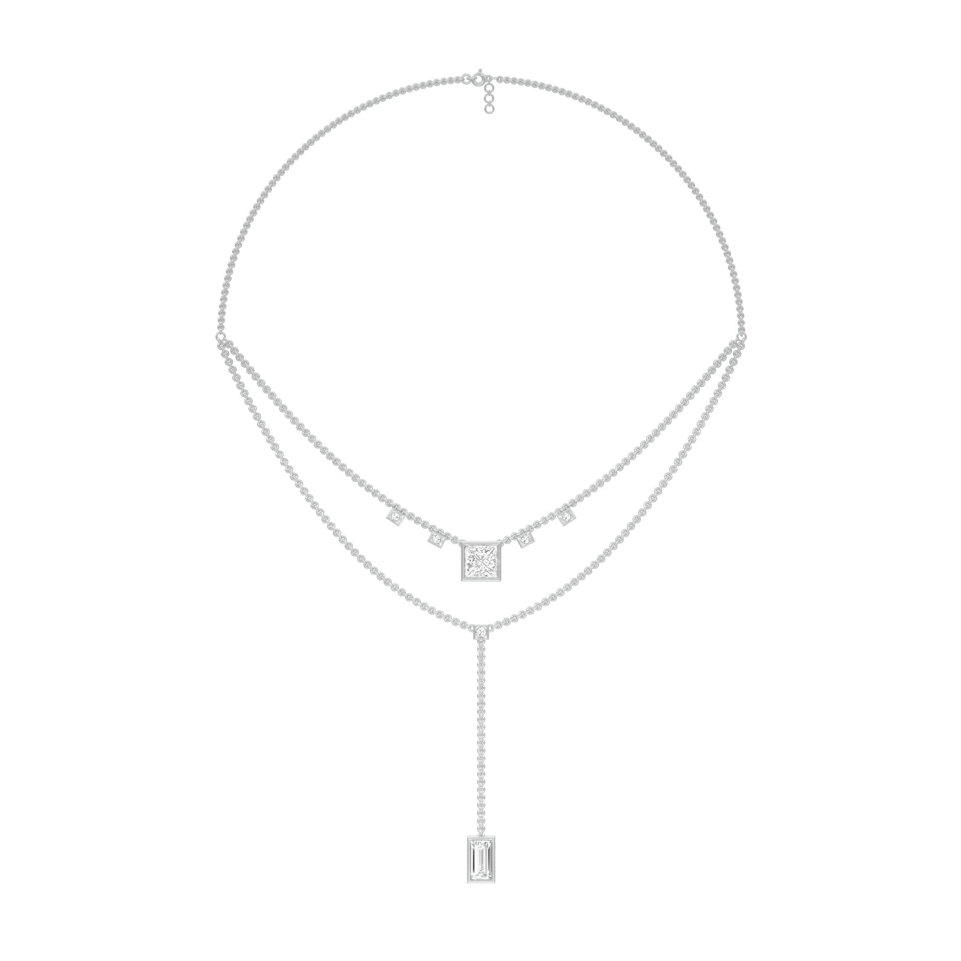 Red Carpet Baugette Drop Diamond Necklace 18 KT / White Gold