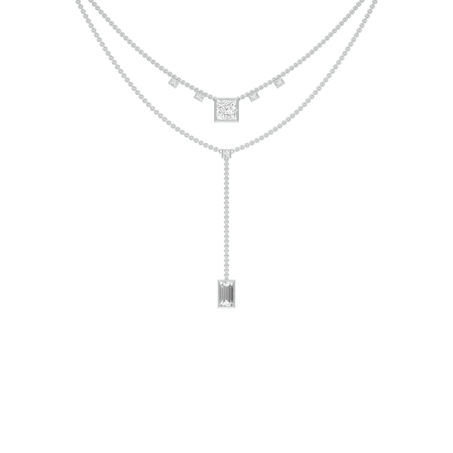 Red Carpet Baugette Drop Diamond Necklace