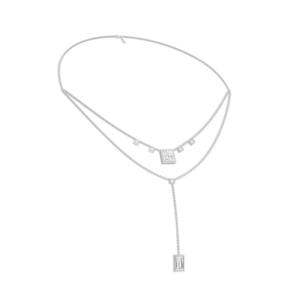 Red Carpet Baugette Drop Diamond Necklace 18 KT / White Gold