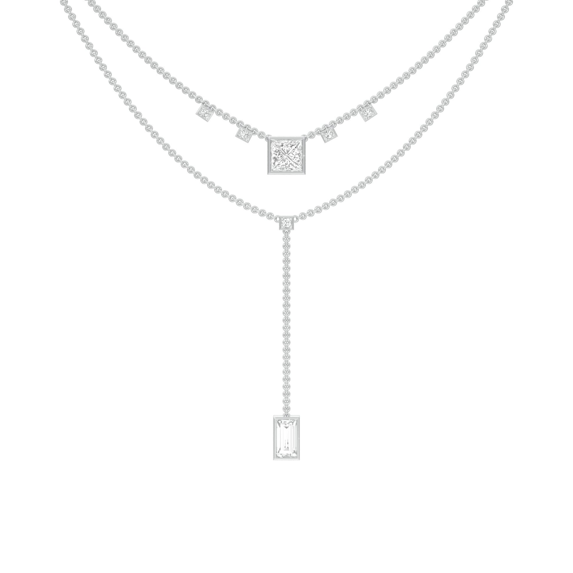 Red Carpet Baugette Drop Diamond Necklace 18 KT / White Gold