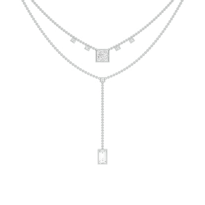 Red Carpet Baugette Drop Diamond Necklace 18 KT / White Gold