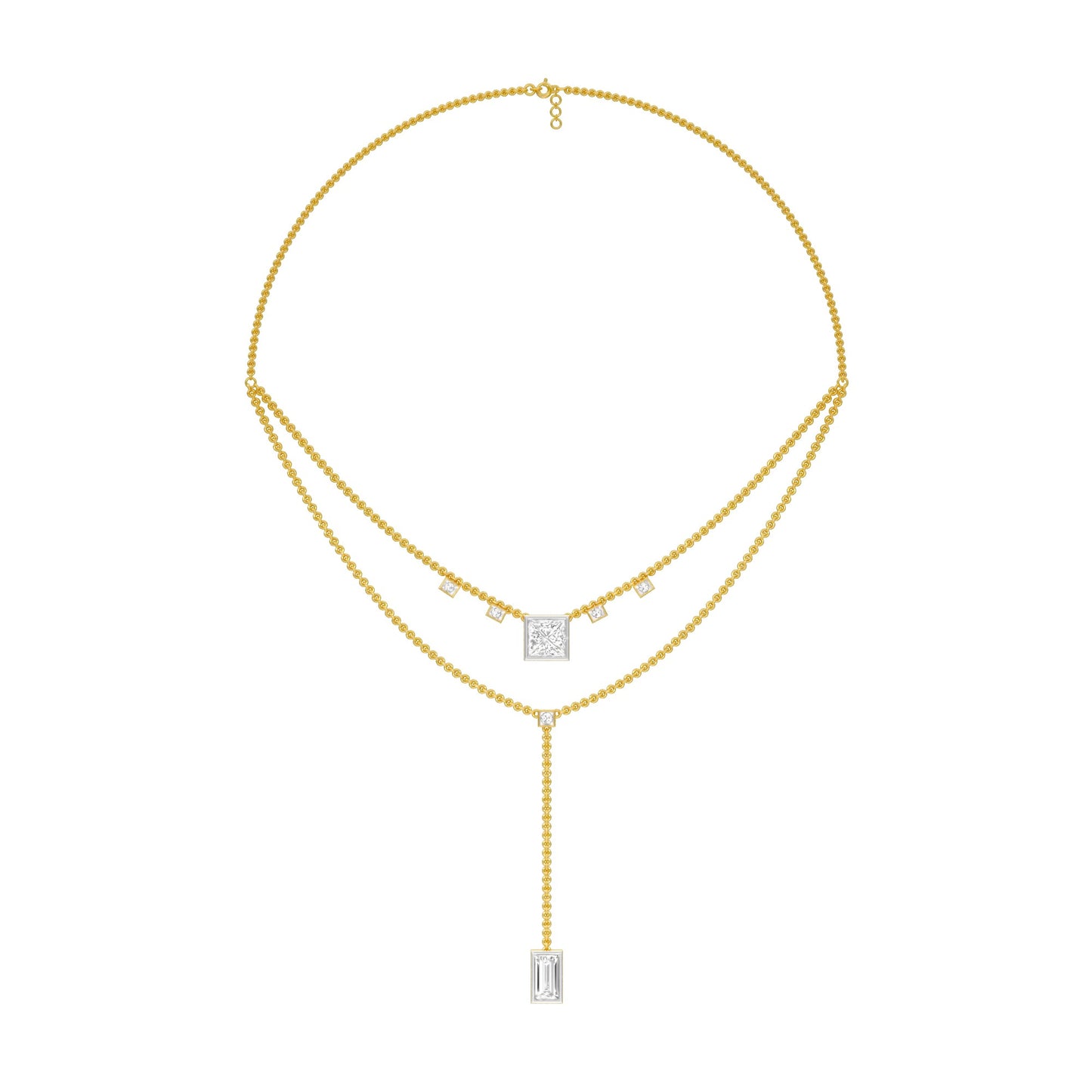Red Carpet Baugette Drop Diamond Necklace 18 KT / Yellow Gold