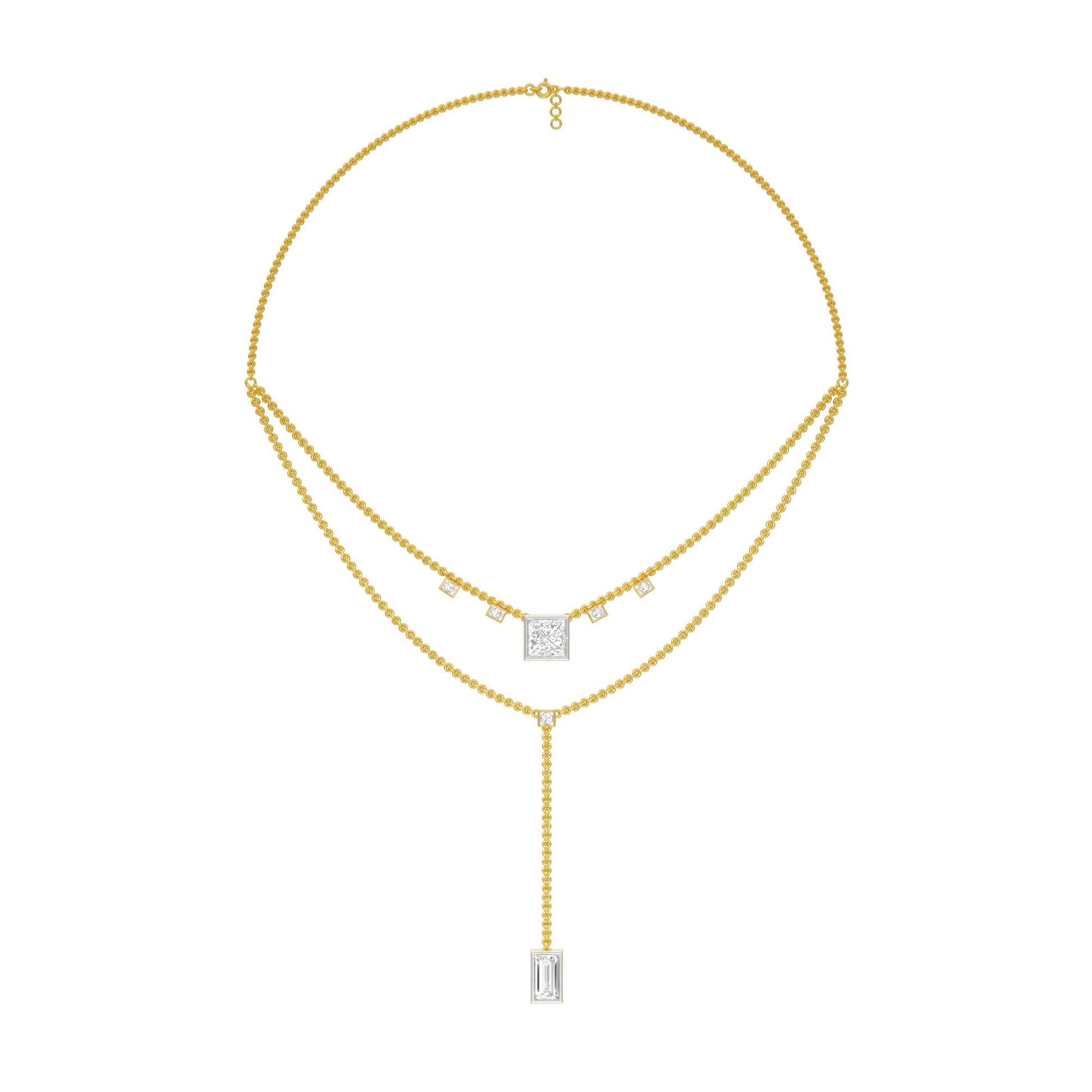 Red Carpet Baugette Drop Diamond Necklace 18 KT / Yellow Gold