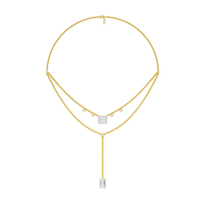 Red Carpet Baugette Drop Diamond Necklace 18 KT / Yellow Gold