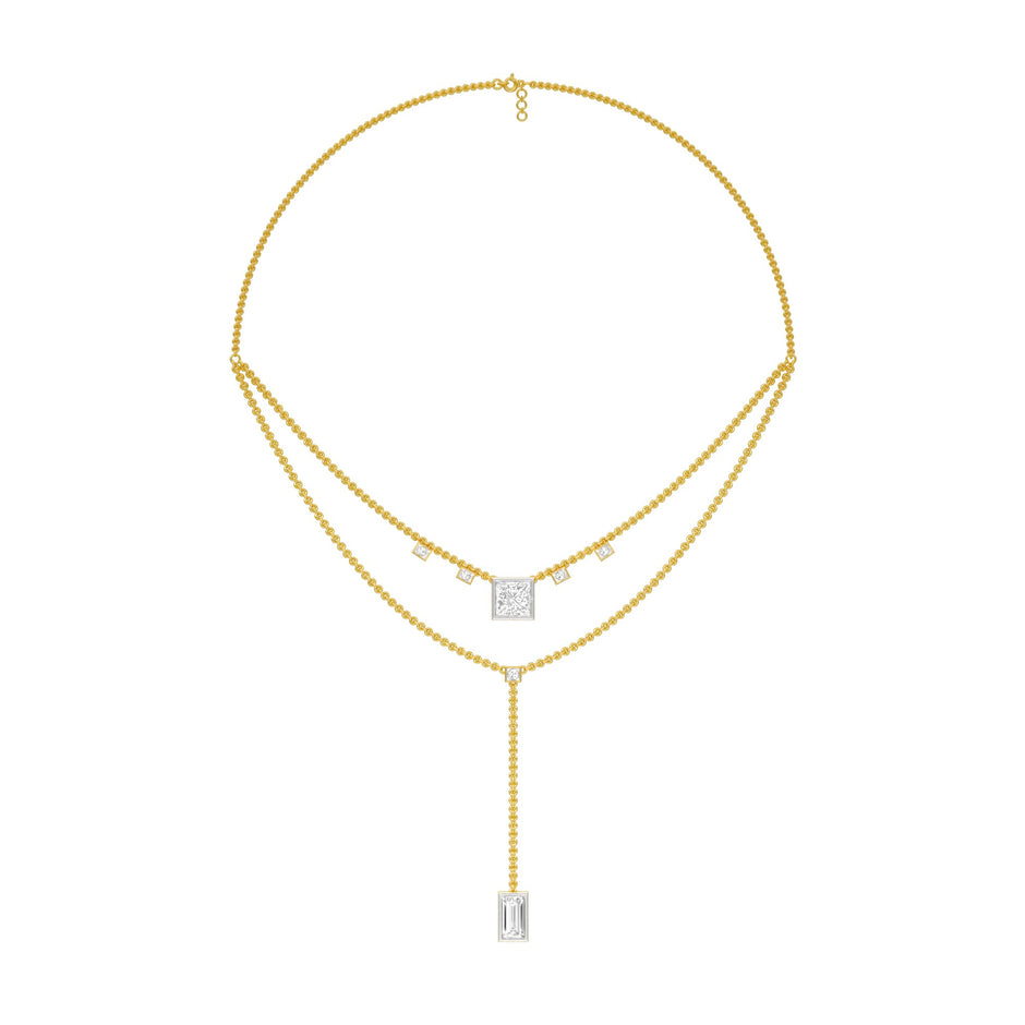 Red Carpet Baugette Drop Diamond Necklace 18 KT / Yellow Gold