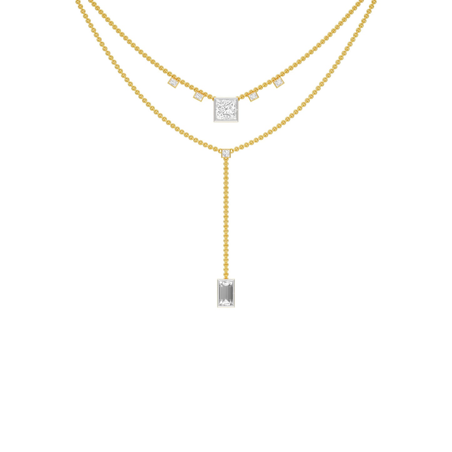 Red Carpet Baugette Drop Diamond Necklace