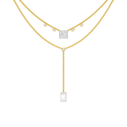 Red Carpet Baugette Drop Diamond Necklace 18 KT / Yellow Gold
