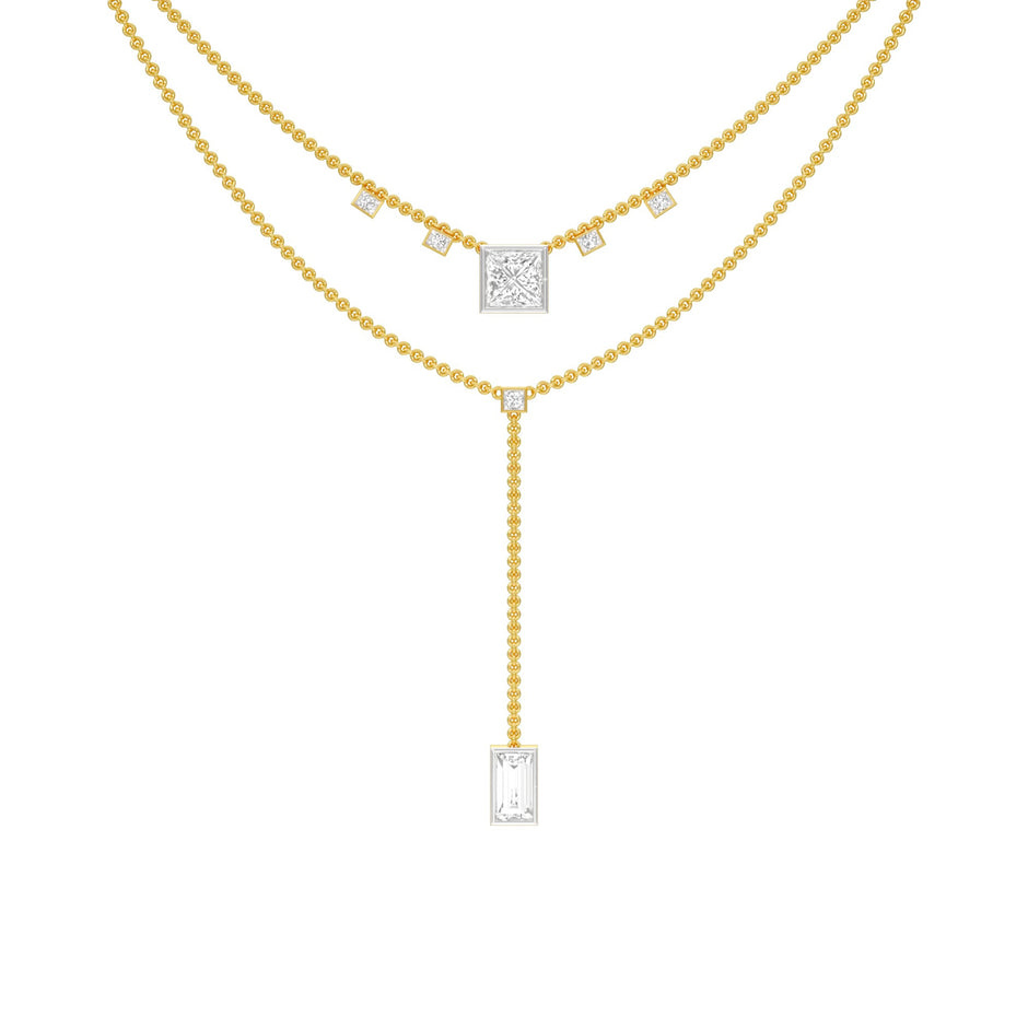 Red Carpet Baugette Drop Diamond Necklace 18 KT / Yellow Gold