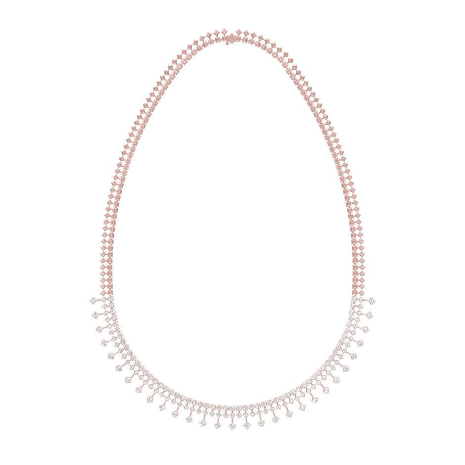 Edged In Shimmer Diamond Necklace 18 KT / Rose Gold
