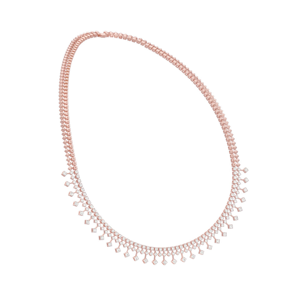 Edged In Shimmer Diamond Necklace 18 KT / Rose Gold