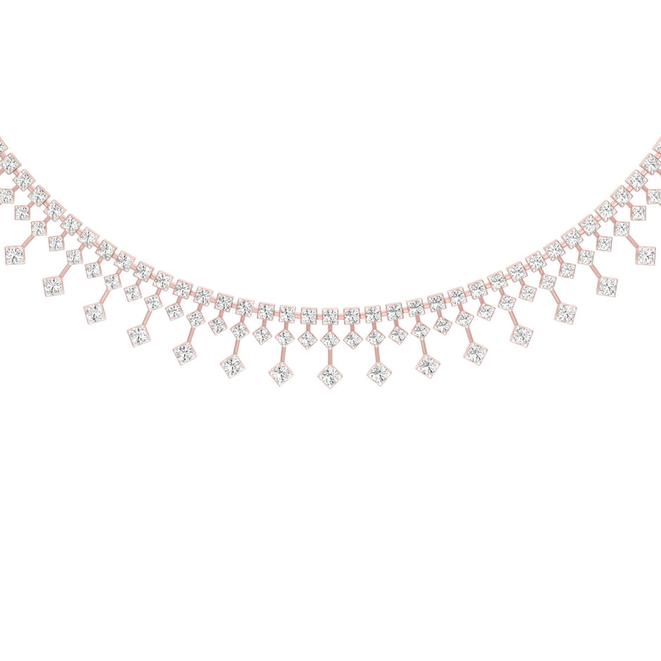 Edged In Shimmer Diamond Necklace 18 KT / Rose Gold