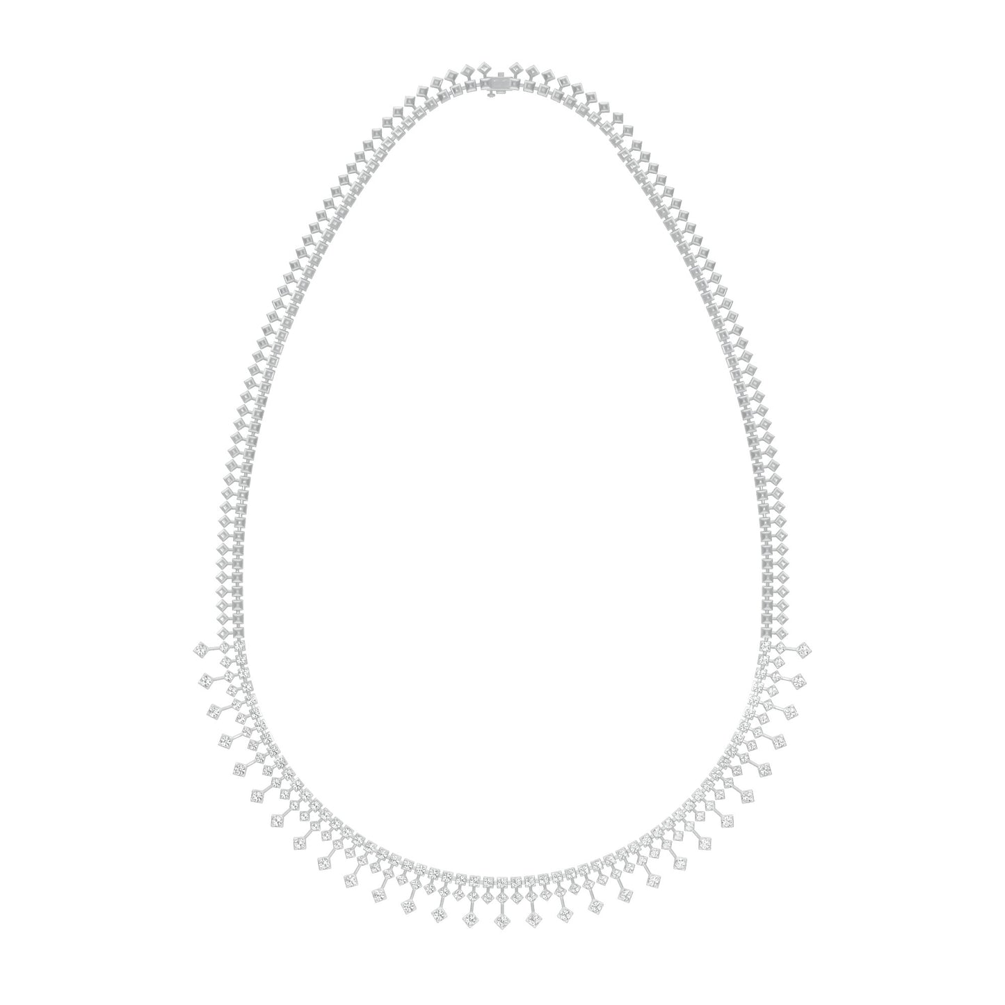 Edged In Shimmer Diamond Necklace 18 KT / White Gold
