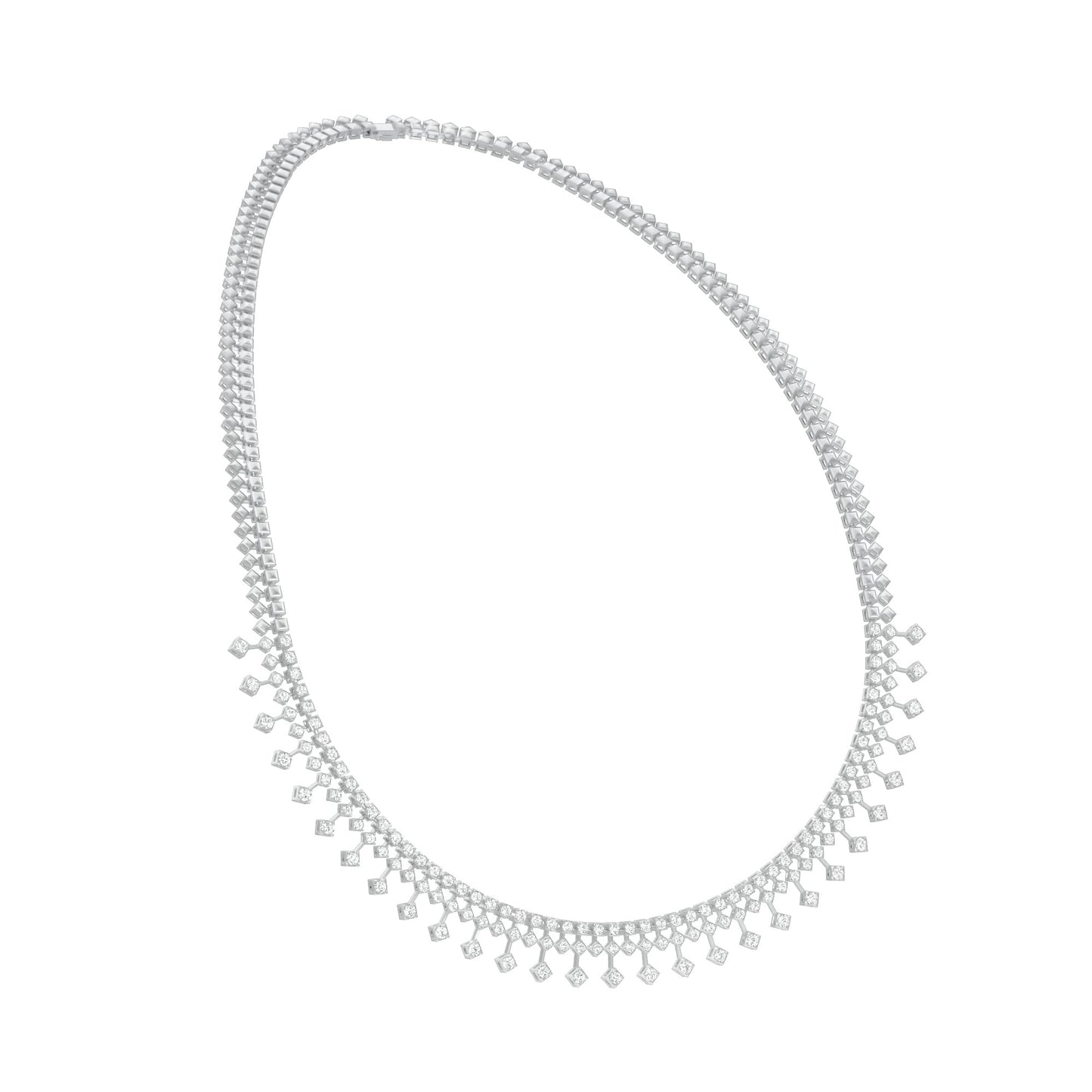 Edged In Shimmer Diamond Necklace 18 KT / White Gold
